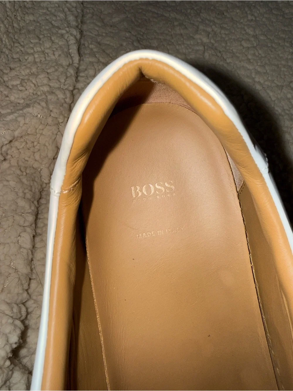 BOSS Hugo Boss Mirage White Low-Top Leather Sneakers with Tan Lining